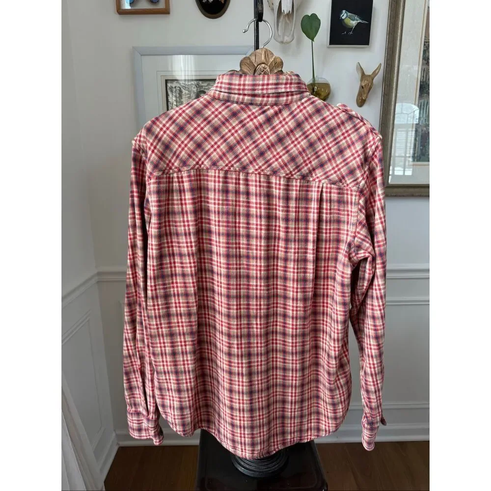 True Religion Red Tan Blue Plaid Flannel Button Shirt XXXL
